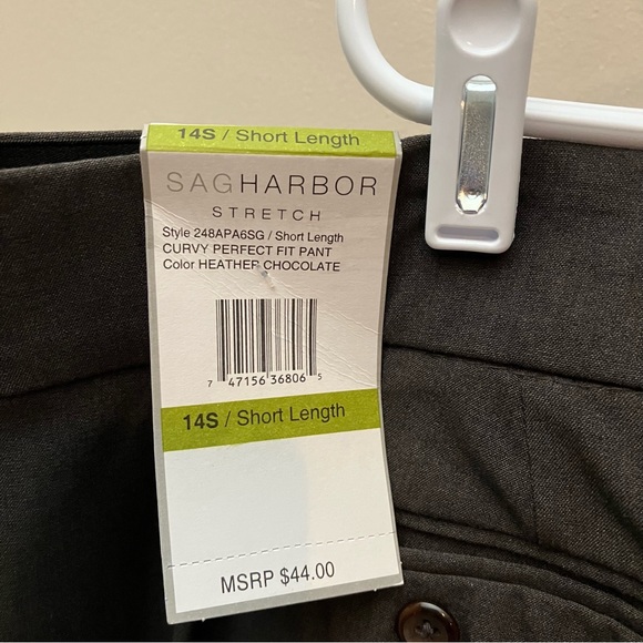 Sag Harbor Stretch NWT Curvy Perfect Fit Pant chocolate Heather 14 Short - Picture 9 of 15